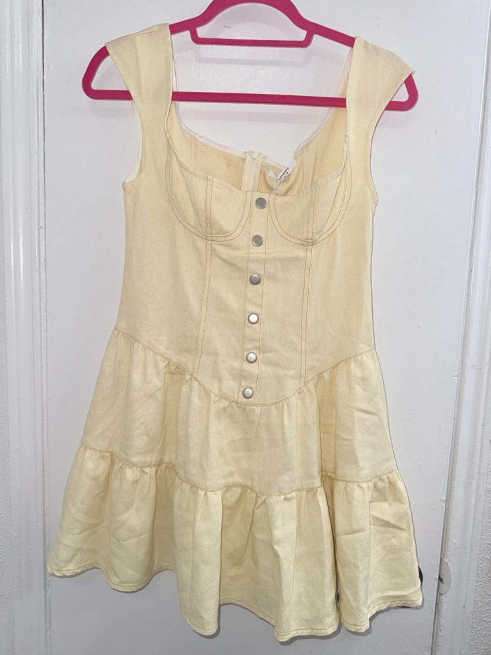 Peppermayo Cream Tiered Mini Dress with Button Front - Picture 7 of 12